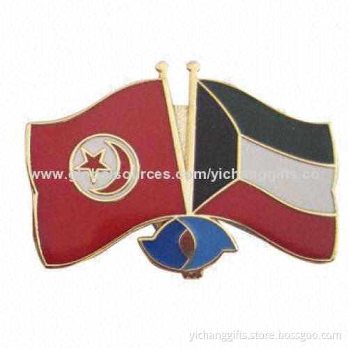 Enamel Flag Lapel Pin, Enamel Color, Gold-plated, with Magnet/Butterfly Clasp on Back, Customized